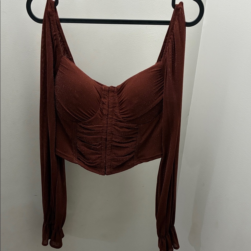 Papaya Rust Long Sleeve Crop Top